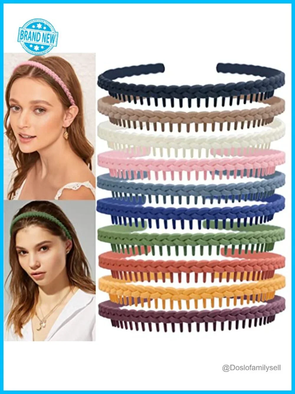 10 Pack Non-Slip Plastic Headbands with Teeth Comb for Women Men Teens